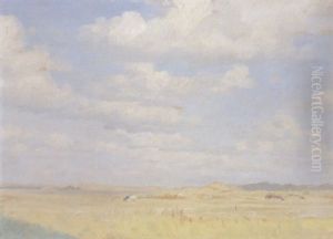 Skagens Sol. Sollyst Landskab Med Faar by Peder Severin Kroyer