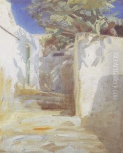 Trappegade Med Hvidkalkede Mure Fra Anacapri Pa Capri