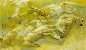 Skudte Harer by Peder Severin Kroyer