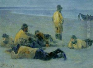 Fiskere Pa Skagen Strand by Peder Severin Kroyer