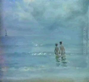 Boys Bathing On The Beach At Skagen. by Peder Severin Kroyer