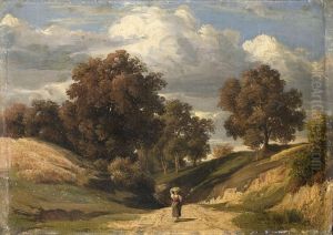 Hugelige Landschaft Mit Bauerin Hugelige Landschaft Mit Bauerin