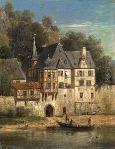Befestigte Stadt An Einem Fluss Befestigte Stadt An Einem Fluss