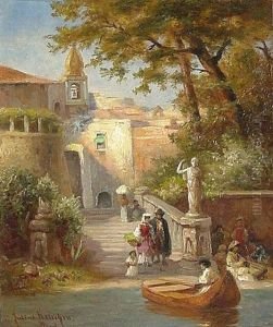 Uferpartie Einer Suditalienischen Stadt by Julius Kruchen