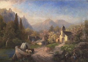 Insel Nonnenwerth Mit Drachenfels Und Rolandsbogen by Julius Kruchen