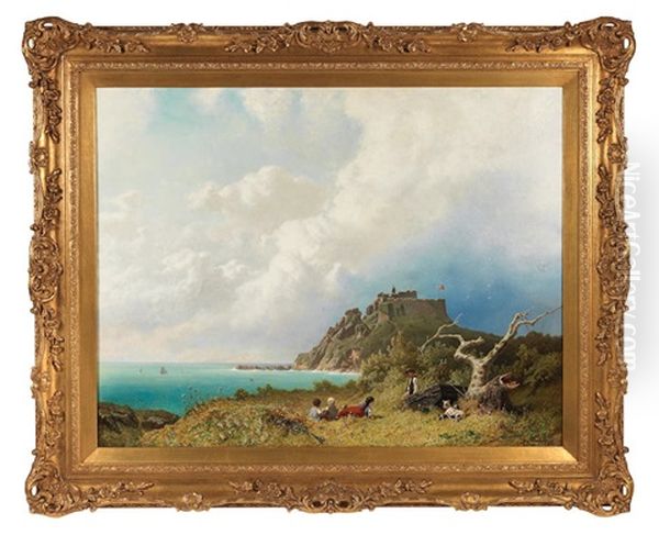 Coastal Scene With Figures, A Castle Beyond - view 1