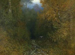 Waldlandschaft Mit Vogeln by Eugen Krueger