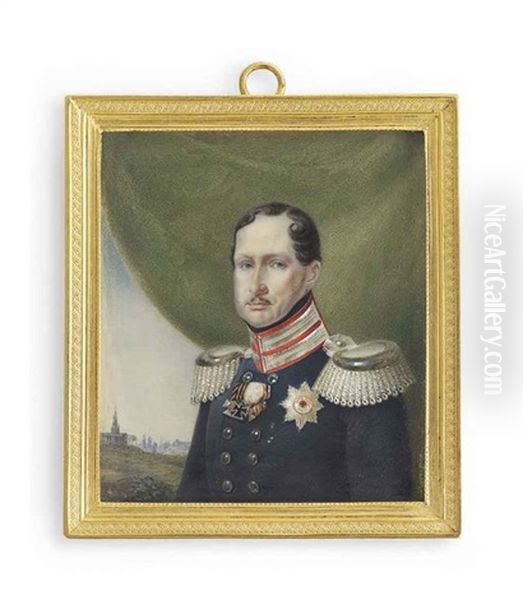 Frederick William Iii (1770-1840), King Of Prussia 1797-1840, In Double-breasted Blue Uniform With Silver-braided Scarlet Collar And Silver Epaulettes - view 1