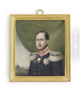 Frederick William Iii (1770-1840), King Of Prussia 1797-1840, In Double-breasted Blue Uniform With Silver-braided Scarlet Collar And Silver Epaulettes