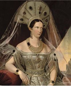 Portrait Of Empress Alexandra Feodorovna, Nee Princess Charlotte Of Prussia, Wife Of Emperor Nicholas I by Franz Kruger