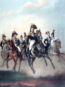Zar Nikolaus I. Und Gefolge Zu Pferde by Franz Kruger