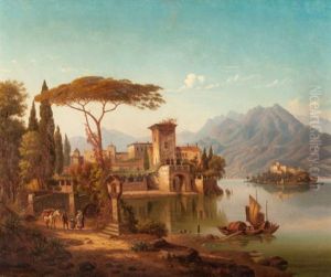 Northern Italy Landscape (possibly Lake Como) by Hermann (August) Kruger