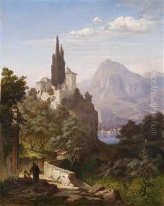 Blick Auf Einen Oberitalienischen See (menaccio Am Comer See?) by Hermann (August) Kruger