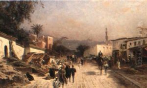 A Turkish Village Scene by Hermann (August) Kruger
