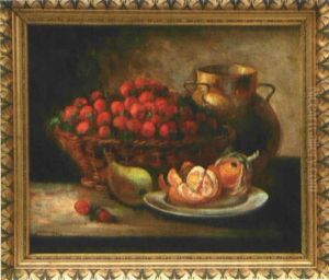 Stilleben Mit Erdbeeren Im Korb, Orangen, Einer Birne Sowie Einem Messingkessel by Francois Xavier Krugler