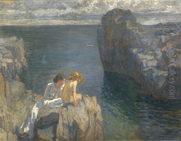 Frau Mit Madchen An Den Klippen Von Bornholm - view 1