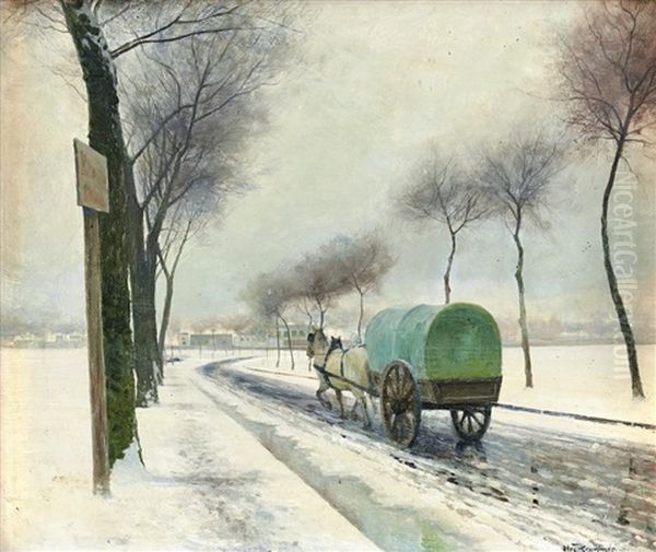 Vinterlandskap Med Hastdroska - view 1