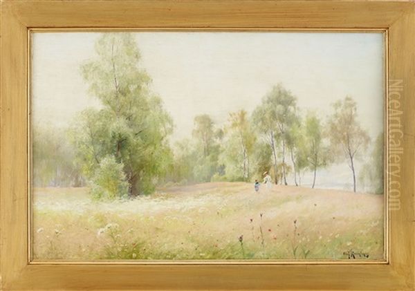 Mor Och Barn I Blommande Ang - view 1