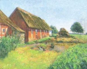 Gardsmotiv Med Pickande Hons by Olof Krumlinde
