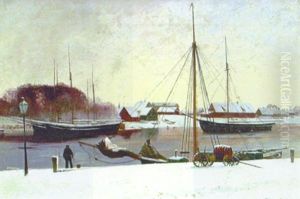 Hamnparti, Vinter (raa Hamn?) by Olof Krumlinde