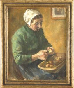 Die Kartoffelschalerin by Karl Krummacher