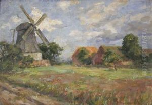 Die Worpsweder Windmuhle (+ Worpsweder Bauerin Am Spinnrad, Verso) by Karl Krummacher