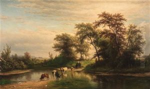 Landscape W/ Cows by Hendrik Dirk Kruseman van Elten