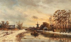 Winter Landscape With Windmill by Hendrik Dirk Kruseman van Elten