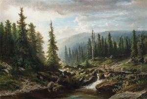 Fishing In The Rapids by Hendrik Dirk Kruseman van Elten