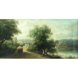 A Landscape With Figures On A Pathway A Landscape With Figures On A Pathway