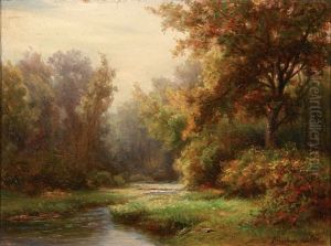 Summer Landscape With A Curving Stream Summer Landscape With A Curving Stream