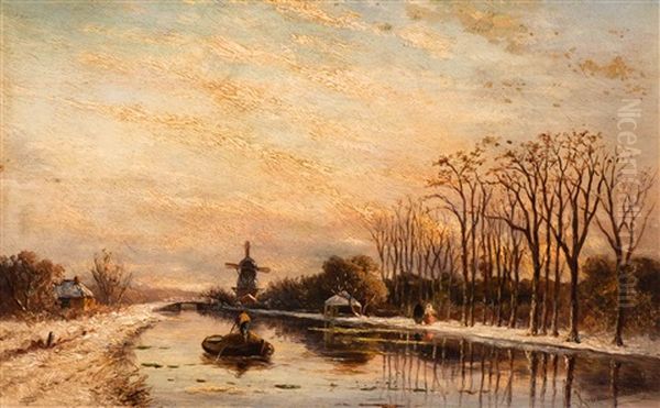 Dutch Canal On A Winters Day - view 1