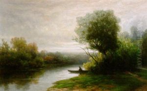 Fluslandschaft Mit Angler by Hendrik Dirk Kruseman van Elten