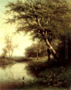 Egrets In A Shady Marsh by Hendrik Dirk Kruseman van Elten