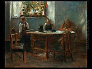 Familie Am Tisch by Carl Johann Becker-Gundahl