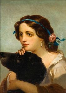 Madchen Mit Hund by Cornelis Kruseman