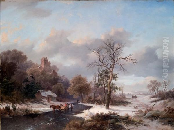 Paysage D'hiver A La Riviere Gelee - view 1