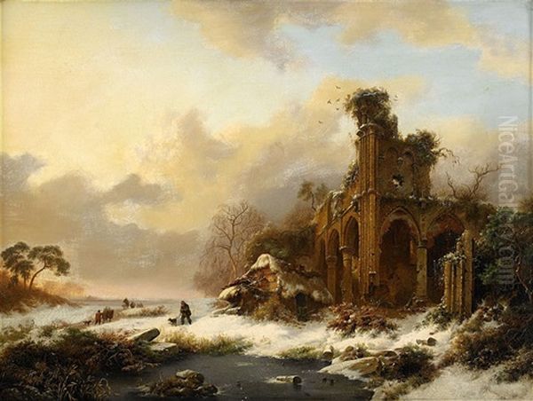 Winter Landscape With Castle Ruin - view 1