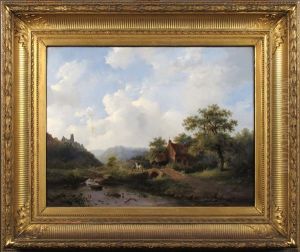 Paysage Avec Cavalier Et Riviere by Frederik Marinus Kruseman