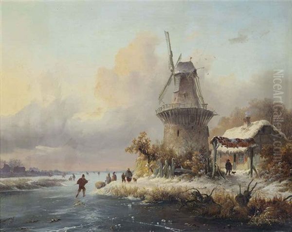Skaters By A Windmill - view 1