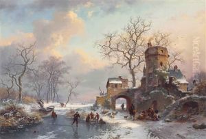Winter Landscape With Figures On The Ice