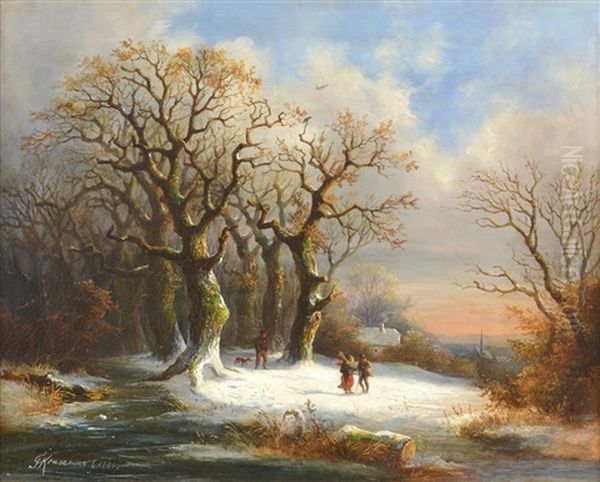 Paisaje Nevado Con Personajes - view 1