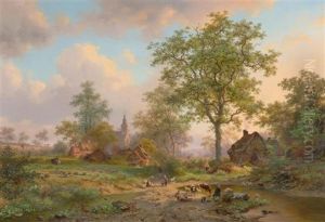 Landschaft Mit Schafer Und Herde