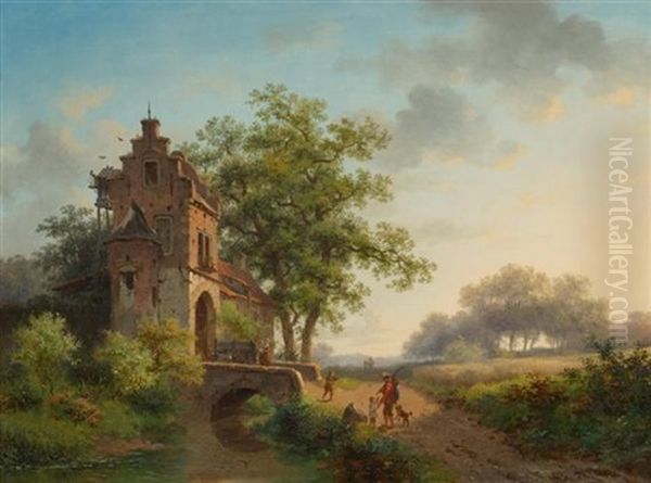 Gegenstucke: Sommerlandschaft Mit Figuren Bei Einem Stadttor / Winterlandschaft Mit Blick Auf Die Ruine Von Schloss Brederode - view 1