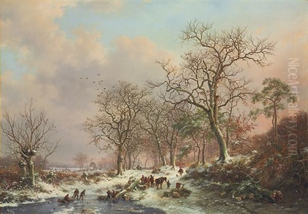 Wood Gatherers In A Winter Landscape - view 1