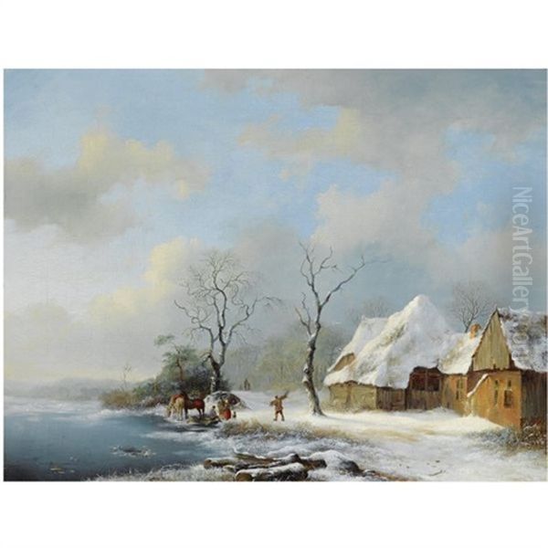 Woodgatherers In A Snowy Landscape - view 1