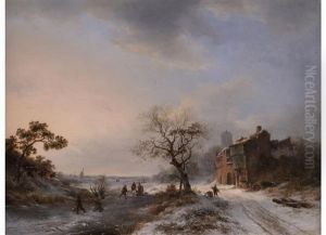 Eisvergnugen In Einer Hollandischen Landschaft