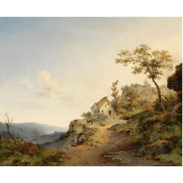 Travellers In A Mountainous Landscape - view 1
