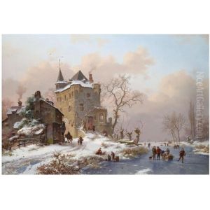 Winter Scene Near Delft by Frederik Marinus Kruseman