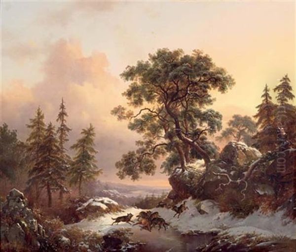 Winterlandschaft Mit Wolfen - view 1